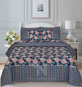 Floral Reversible Cotton Quilt Cover 6 Pcs Design #201